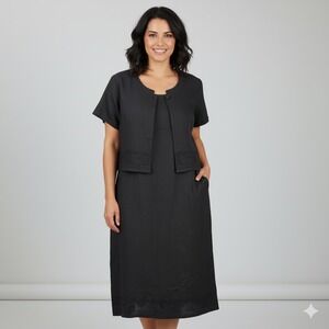 NEW Vintage 90s Sherry Taylor 2 Piece Jacket Dress Women Plus 1X Black Lagenlook